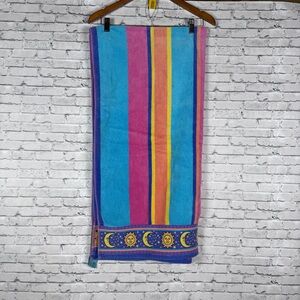 Vintage Terrisol Striped Sun Moon  61” X 30” Beach Towel 100% Cotton